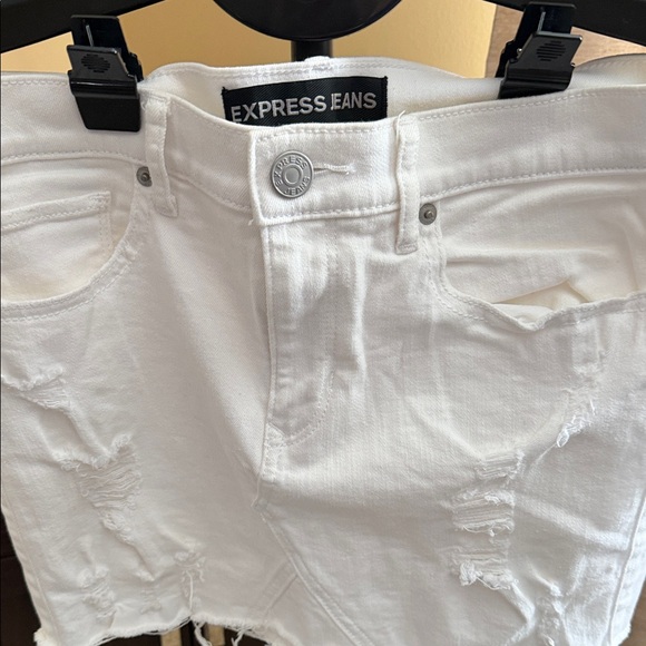 Express White Ripped Denim Skirt - Picture 2 of 5